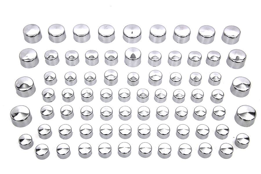 V-Twin Wyatt Gatling Chrome Bolt Cap Cover Kit for Harley Davidson FLT (2007-2008)