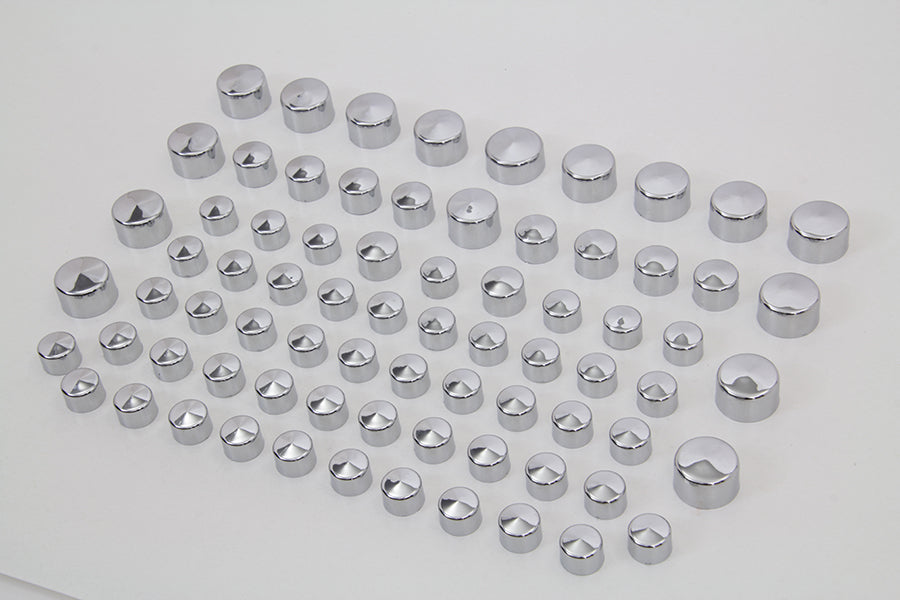 V-Twin Wyatt Gatling Chrome Bolt Cap Cover Kit for Harley Davidson FLT (2007-2008)