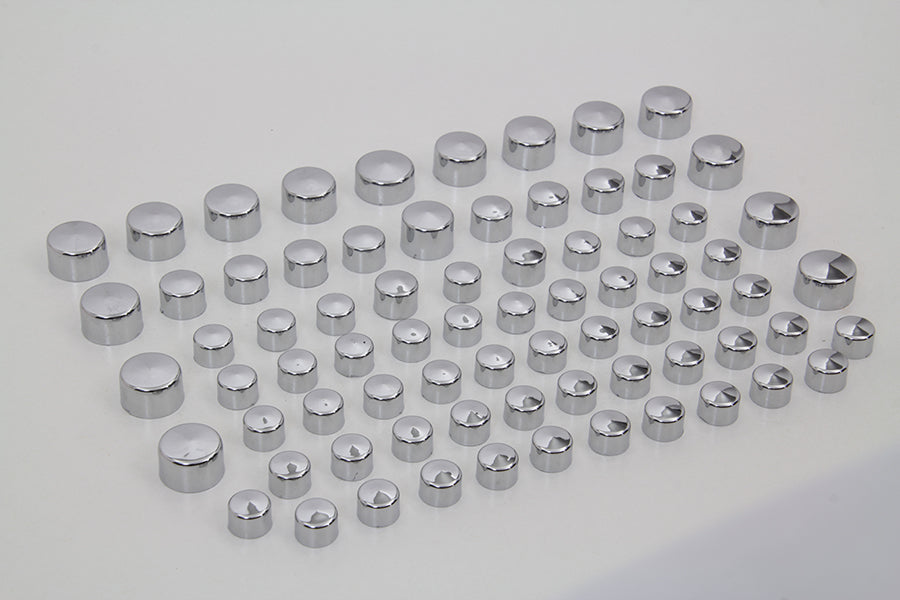 V-Twin Wyatt Gatling Chrome Bolt Cap Cover Kit for Harley Davidson FLT (2007-2008)