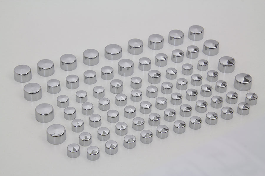 V-Twin Wyatt Gatling Chrome Bolt Cap Cover Kit for Harley Davidson FLT (2007-2008)