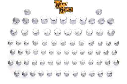 V-Twin Wyatt Gatling Chrome Bolt Cap 76 Piece Cover Kit for Harley Davidson FXD