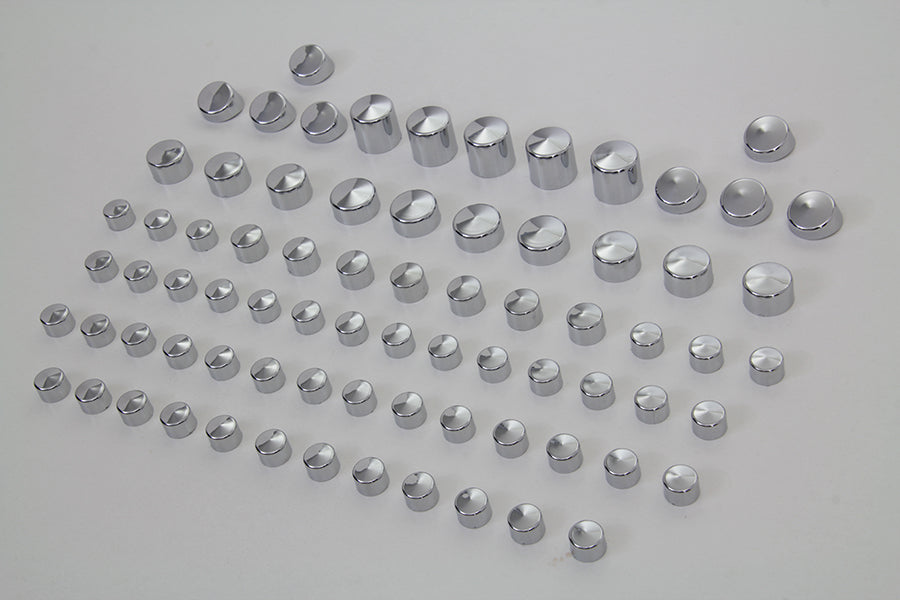 V-Twin Wyatt Gatling Chrome Bolt Cap 76 Piece Cover Kit for Harley Davidson FXD