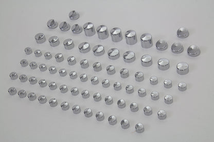 V-Twin Wyatt Gatling Chrome Bolt Cap 76 Piece Cover Kit for Harley Davidson FXD