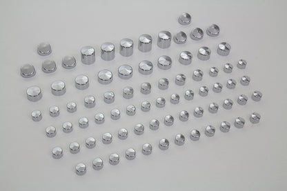 V-Twin Wyatt Gatling Chrome Bolt Cap 76 Piece Cover Kit for Harley Davidson FXD
