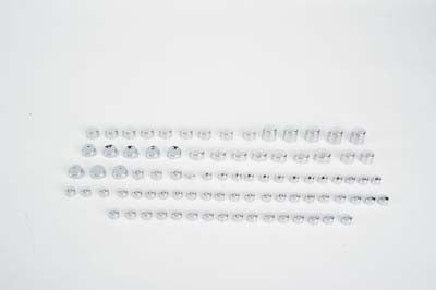 V-Twin Wyatt Gatling Chrome Bolt Cap Cover Kit - 86 Piece Set for Harley Davidson FXD 1999-2005