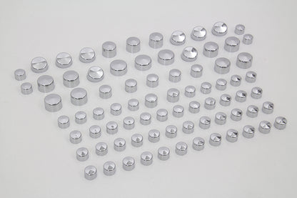 V-Twin Wyatt Gatling Chrome Bolt Cap Cover Kit - 79 Pieces for Harley Davidson FXST Models