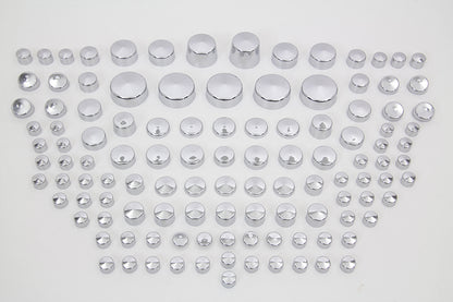 V-Twin Wyatt Gatling Chrome Bolt Cap Cover Kit - 116 Pieces for Harley Davidson FLSTSB