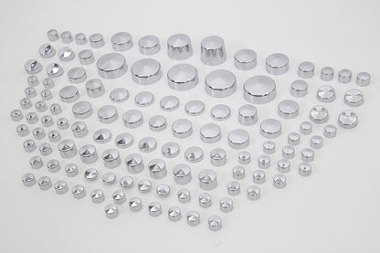 V-Twin Wyatt Gatling Chrome Bolt Cap Cover Kit - 116 Pieces for Harley Davidson FLSTSB