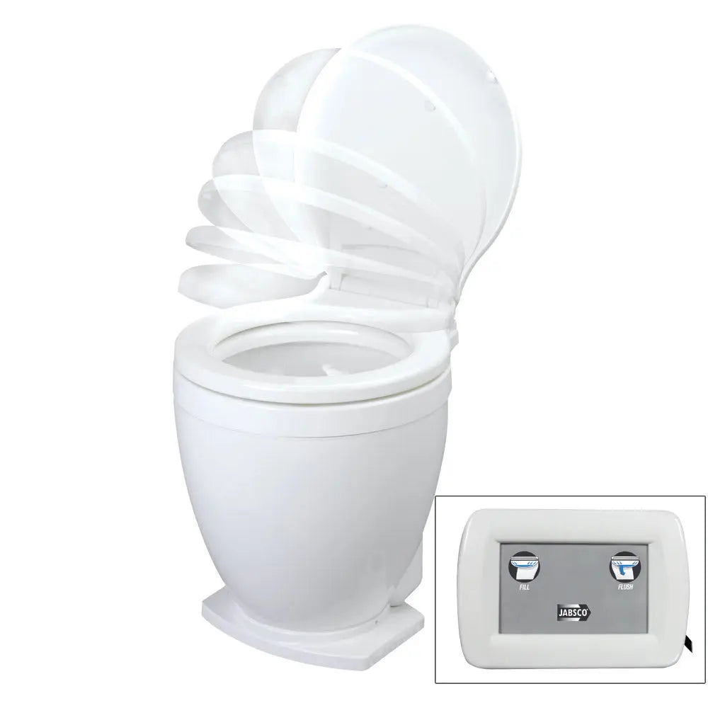 Jabsco Lite Flush Electric 12V Toilet with Control Panel – Compact, Low Water & Power Consumption