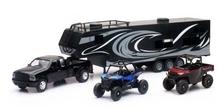 NewRay Die Cast Pickup Toy Hauler with Polaris Side by Side Vehicles Set (Part Number 37046)