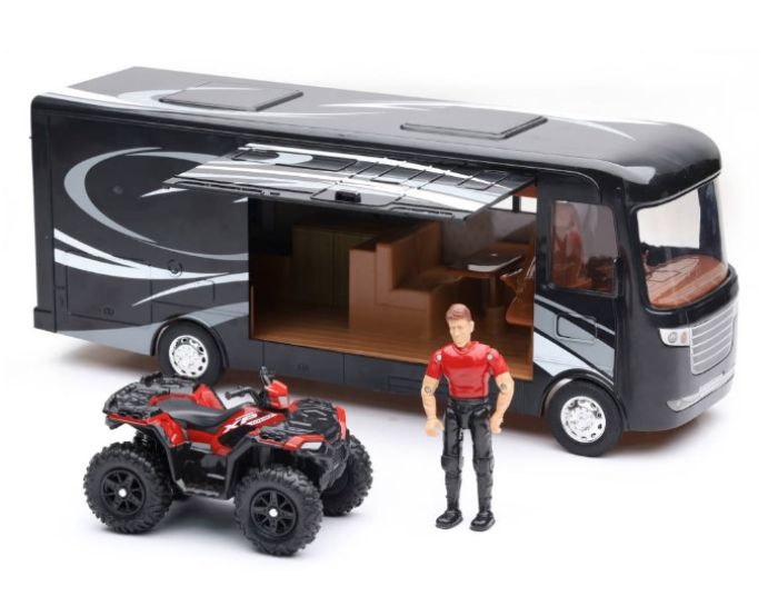 NEWRAY SS-37356 Polaris Sportsman with RV Van and Figure Set