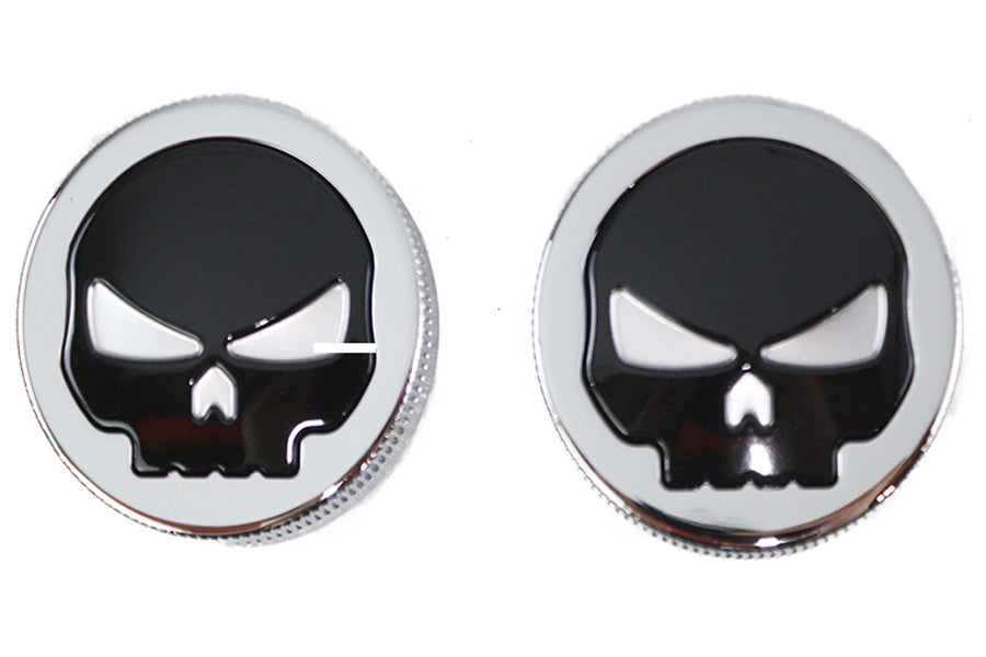 Wyatt Gatling Skull Style Vented and Non-Vented Gas Cap Set for Harley Davidson FL 1965-1974