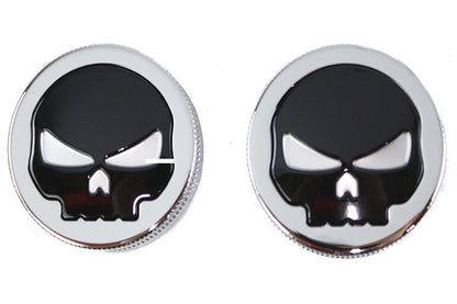 Wyatt Gatling Skull Style Vented and Non-Vented Gas Cap Set for Harley Davidson FL 1965-1974