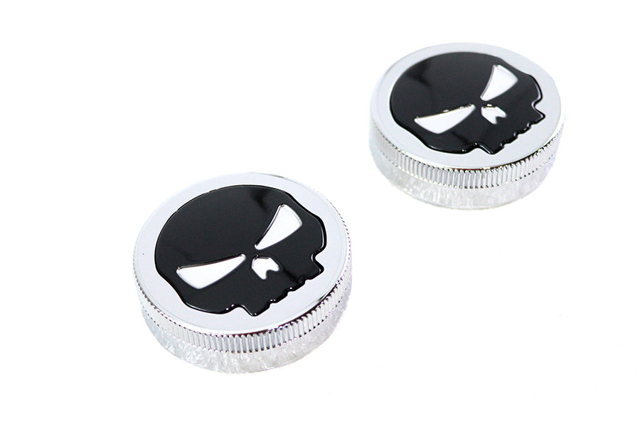 Wyatt Gatling Skull Style Vented and Non-Vented Gas Cap Set for Harley Davidson FL 1965-1974