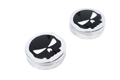 Wyatt Gatling Skull Style Vented and Non-Vented Gas Cap Set for Harley Davidson FL 1965-1974