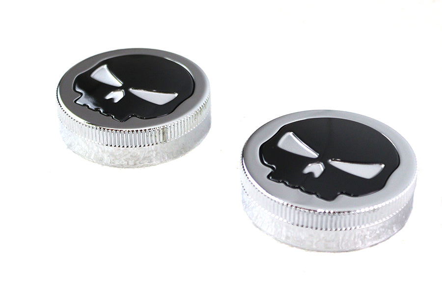 Wyatt Gatling Skull Style Vented and Non-Vented Gas Cap Set for Harley Davidson FL 1965-1974