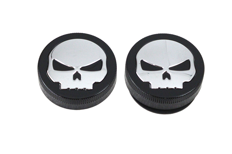 Wyatt Gatling Black Skull Gas Cap Set for Harley Davidson FL Models