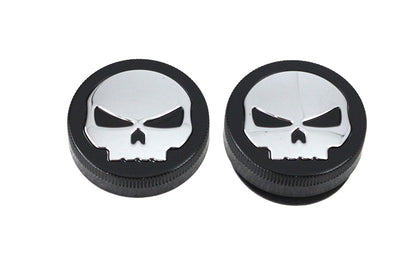 Wyatt Gatling Black Skull Gas Cap Set for Harley Davidson FL Models