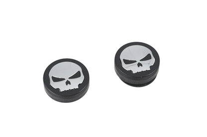 Wyatt Gatling Black Skull Gas Cap Set for Harley Davidson FL Models