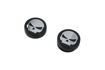 Wyatt Gatling Black Skull Gas Cap Set for Harley Davidson FL Models