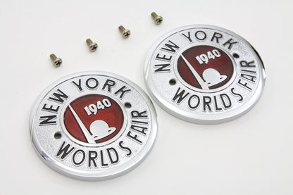 Wyatt Gatling 1940 World's Fair Round Tank Emblem Set – Vintage Car Emblem with Mounting Accessories by Wyatt Gatling