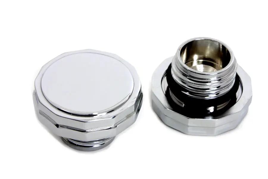 Wyatt Gatling Part 8730 Chrome Hexagon Style Vented and Non-Vented Gas Cap Set for Harley Davidson FXST & FLST by Wyatt Gatling