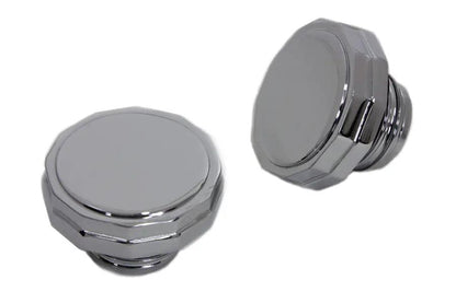 Wyatt Gatling Part 8730 Chrome Hexagon Style Vented and Non-Vented Gas Cap Set for Harley Davidson FXST & FLST by Wyatt Gatling