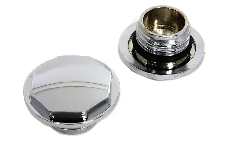Wyatt Gatling Part 4704 Chrome Button Head Hexagon Vented and Non-Vented Gas Cap Set for Harley Davidson FXST and FLST Models by Wyatt Gatling