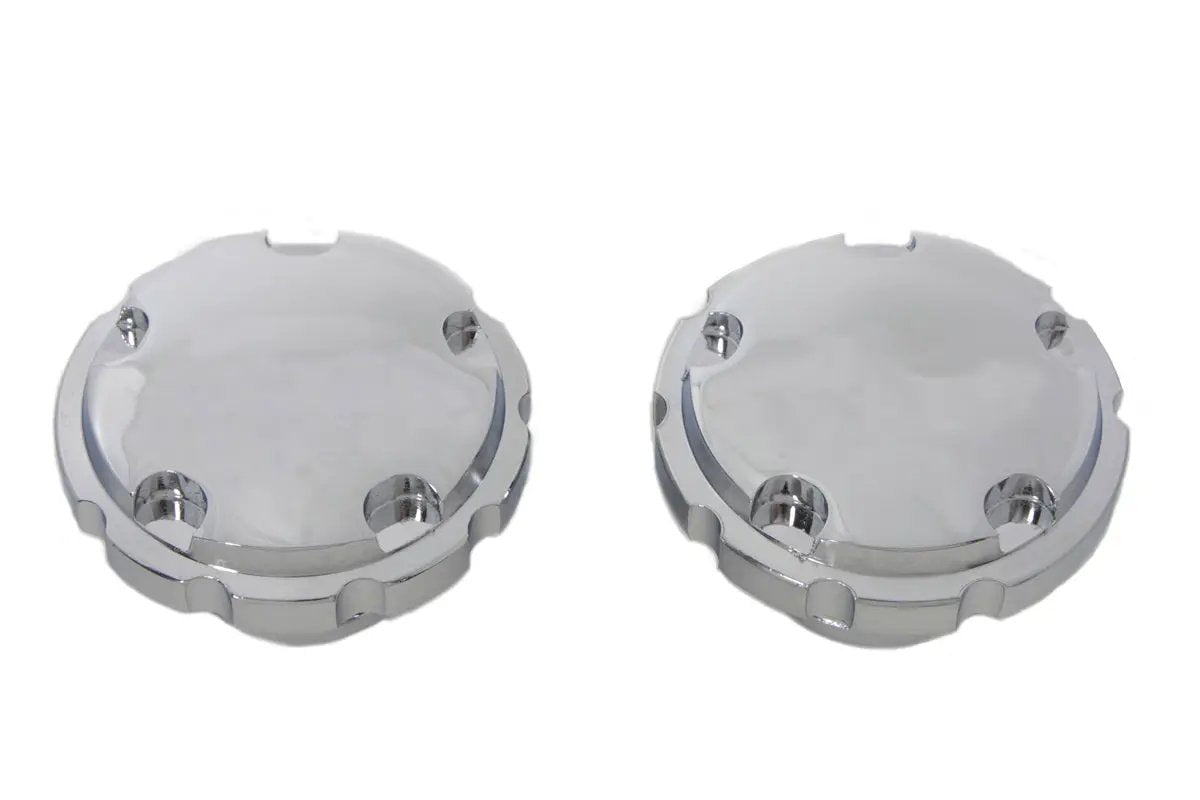 Wyatt Gatling Chrome Techno Style Vented and Non-Vented Gas Cap Set for Harley Davidson FXST and FLST (Part #4702) by Wyatt Gatling