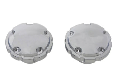 Wyatt Gatling Chrome Techno Style Vented and Non-Vented Gas Cap Set for Harley Davidson FXST and FLST (Part #4702) by Wyatt Gatling