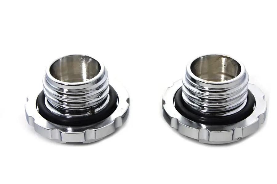 Wyatt Gatling Chrome Techno Style Vented and Non-Vented Gas Cap Set for Harley Davidson FXST and FLST (Part #4702) by Wyatt Gatling
