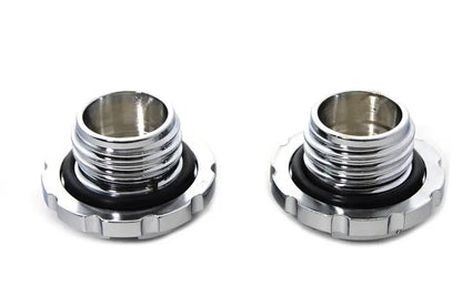 Wyatt Gatling Chrome Techno Style Vented and Non-Vented Gas Cap Set for Harley Davidson FXST and FLST (Part #4702) by Wyatt Gatling