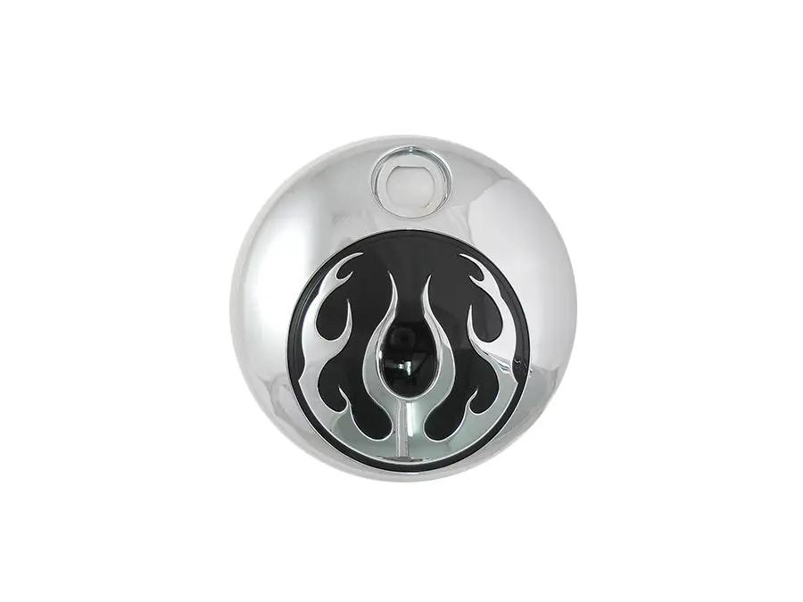 Wyatt Gatling Chrome with Chrome Flames FLT Fuel Tank Console Door for Harley Davidson FLT by Wyatt Gatling