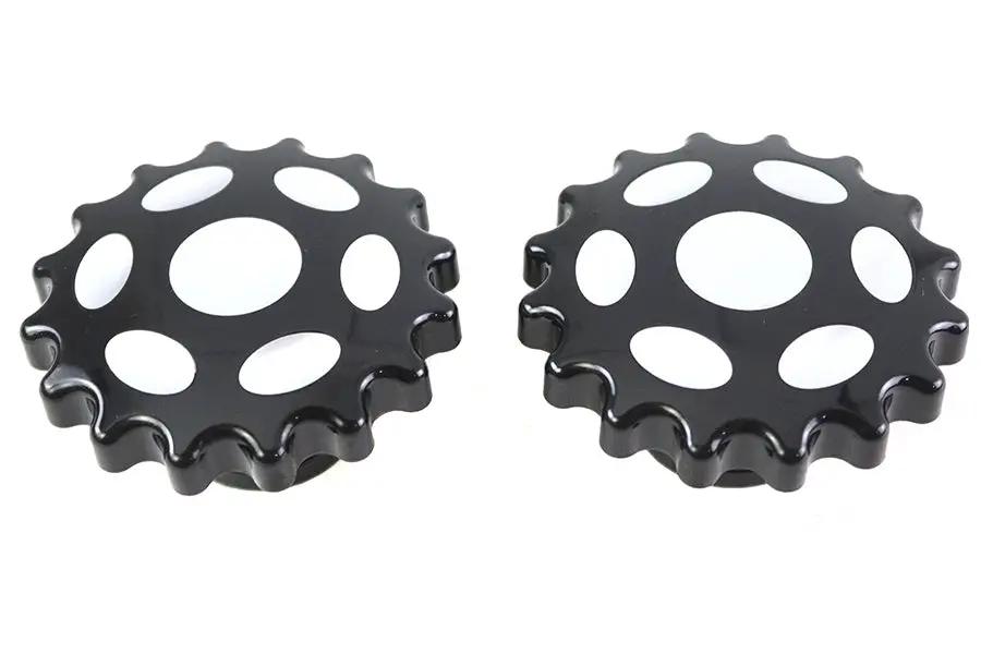 Wyatt Gatling Sprocket Gas Cap Set for Harley Davidson - Vented & Non-Vented Black Part #78093B by Wyatt Gatling