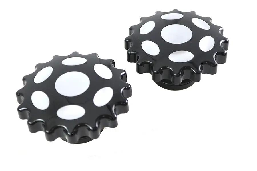 Wyatt Gatling Sprocket Gas Cap Set for Harley Davidson - Vented & Non-Vented Black Part #78093B by Wyatt Gatling