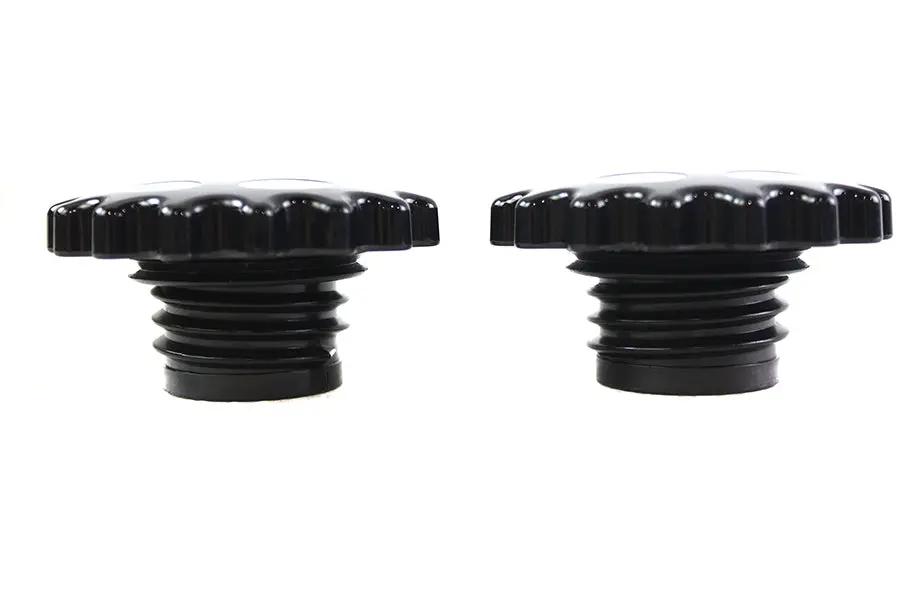 Wyatt Gatling Sprocket Gas Cap Set for Harley Davidson - Vented & Non-Vented Black Part #78093B by Wyatt Gatling