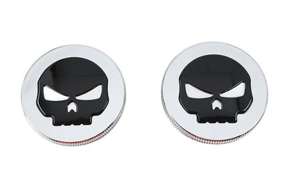 Wyatt Gatling Chrome Skull Style Vented and Non-Vented Gas Cap Set for Harley Davidson FL by Wyatt Gatling