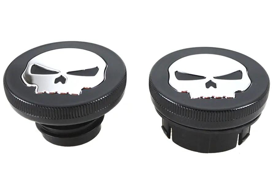 Wyatt Gatling Part 78641B Black Skull Style Vented and Non-Vented Gas Cap Set for Harley Davidson FXST by Wyatt Gatling