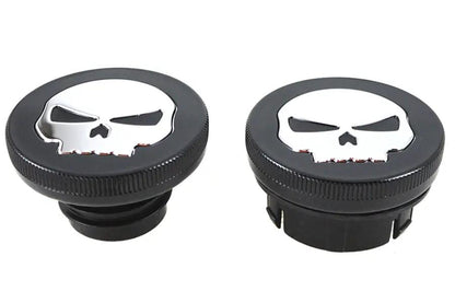 Wyatt Gatling Part 78641B Black Skull Style Vented and Non-Vented Gas Cap Set for Harley Davidson FXST by Wyatt Gatling