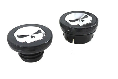 Wyatt Gatling Part 78641B Black Skull Style Vented and Non-Vented Gas Cap Set for Harley Davidson FXST by Wyatt Gatling