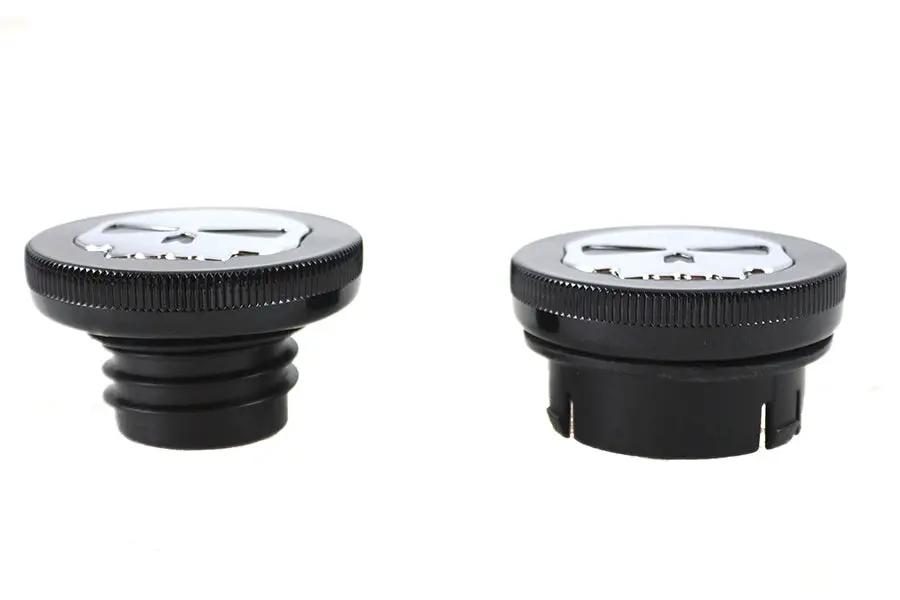Wyatt Gatling Part 78641B Black Skull Style Vented and Non-Vented Gas Cap Set for Harley Davidson FXST by Wyatt Gatling