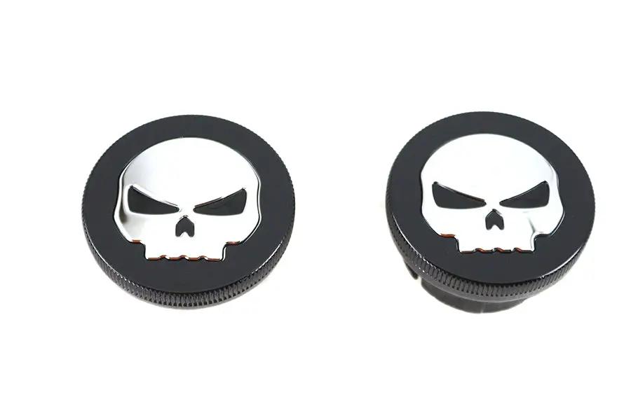 Wyatt Gatling Part 78641B Black Skull Style Vented and Non-Vented Gas Cap Set for Harley Davidson FXST by Wyatt Gatling