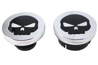Wyatt Gatling Chrome Skull Style Vented and Dummy Gas Cap Set for Harley Davidson FXST by Wyatt Gatling