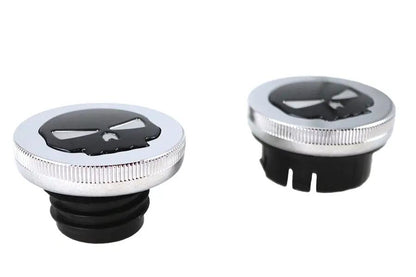 Wyatt Gatling Chrome Skull Style Vented and Dummy Gas Cap Set for Harley Davidson FXST by Wyatt Gatling