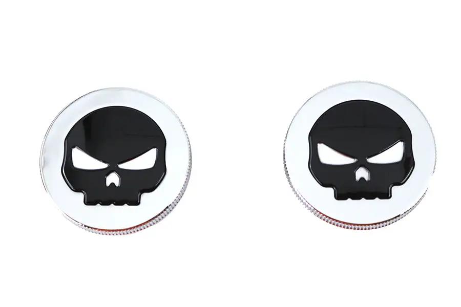 Wyatt Gatling Chrome Skull Style Vented and Dummy Gas Cap Set for Harley Davidson FXST by Wyatt Gatling