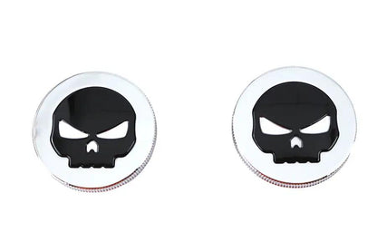 Wyatt Gatling Chrome Skull Style Vented and Dummy Gas Cap Set for Harley Davidson FXST by Wyatt Gatling