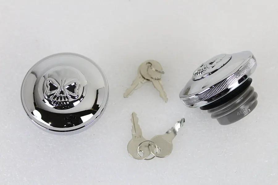Wyatt Gatling Keyed Gas Cap Set Vented and Non-Vented Chrome for Harley Davidson FXST by Wyatt Gatling