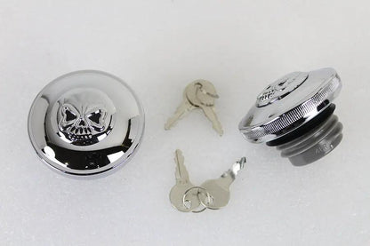 Wyatt Gatling Keyed Gas Cap Set Vented and Non-Vented Chrome for Harley Davidson FXST by Wyatt Gatling