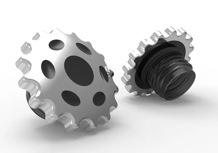 Wyatt Gatling Sprocket Gas Cap Set for Harley Davidson FXST and FLST - Chrome Finish, Vented & Non-Vented by Wyatt Gatling