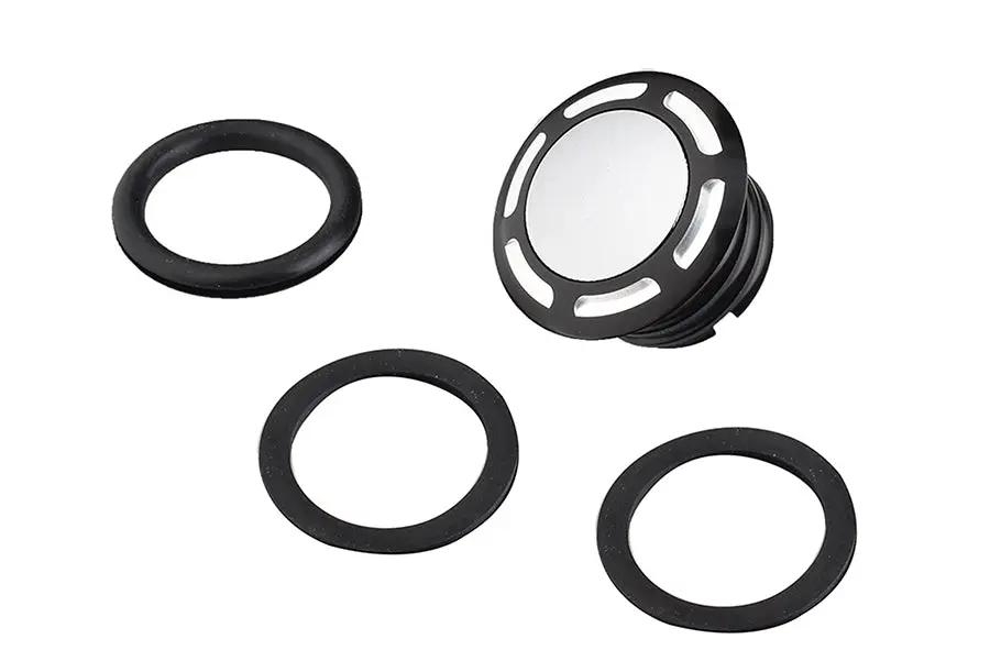 V-Twin Slot Pop Up Vented Gas Cap with Black Finish and Chrome Insert for Harley Davidson FL Models by V-Twin